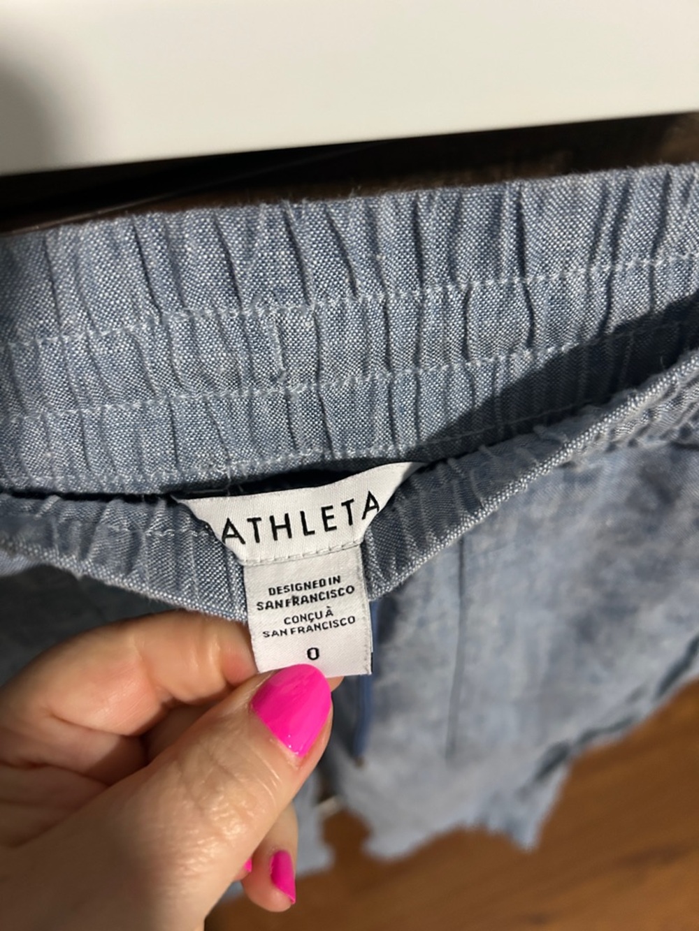 Athelta Retreat 100% Linen Light Blue Drawstring Pants. Wide Leg - Picture 2 of 8